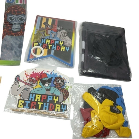 Gorilla BDay Party -Banner Cake & Cupcake Toppers Balloons Backdrop & Tablecloth - Picture 7 of 12